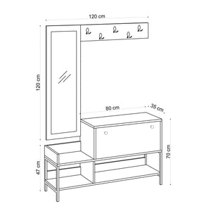 Παπουτσοθήκη Asopos Με Ράφια Δρυς Sapphire 120x35x70 εκ. Μελαμίνης