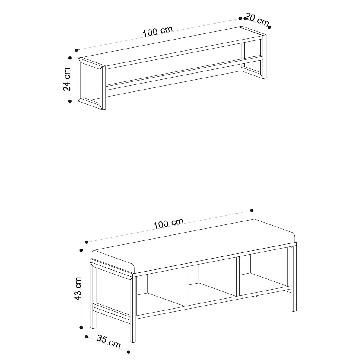 Έπιπλο Εισόδου Xifias Επιτοίχιο Δρυς - Μαύρο 100x35x43 εκ. Μελαμίνης