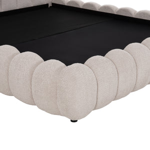 ΚΡΕΒΑΤΙ ΥΠΕΡΔΙΠΛΟ BUBBLE SM758.03 ΜΠΕΖ CHENILLE ΥΦΑΣΜΑ ΓΙΑ ΣΤΡΩΜΑ 180x200εκ