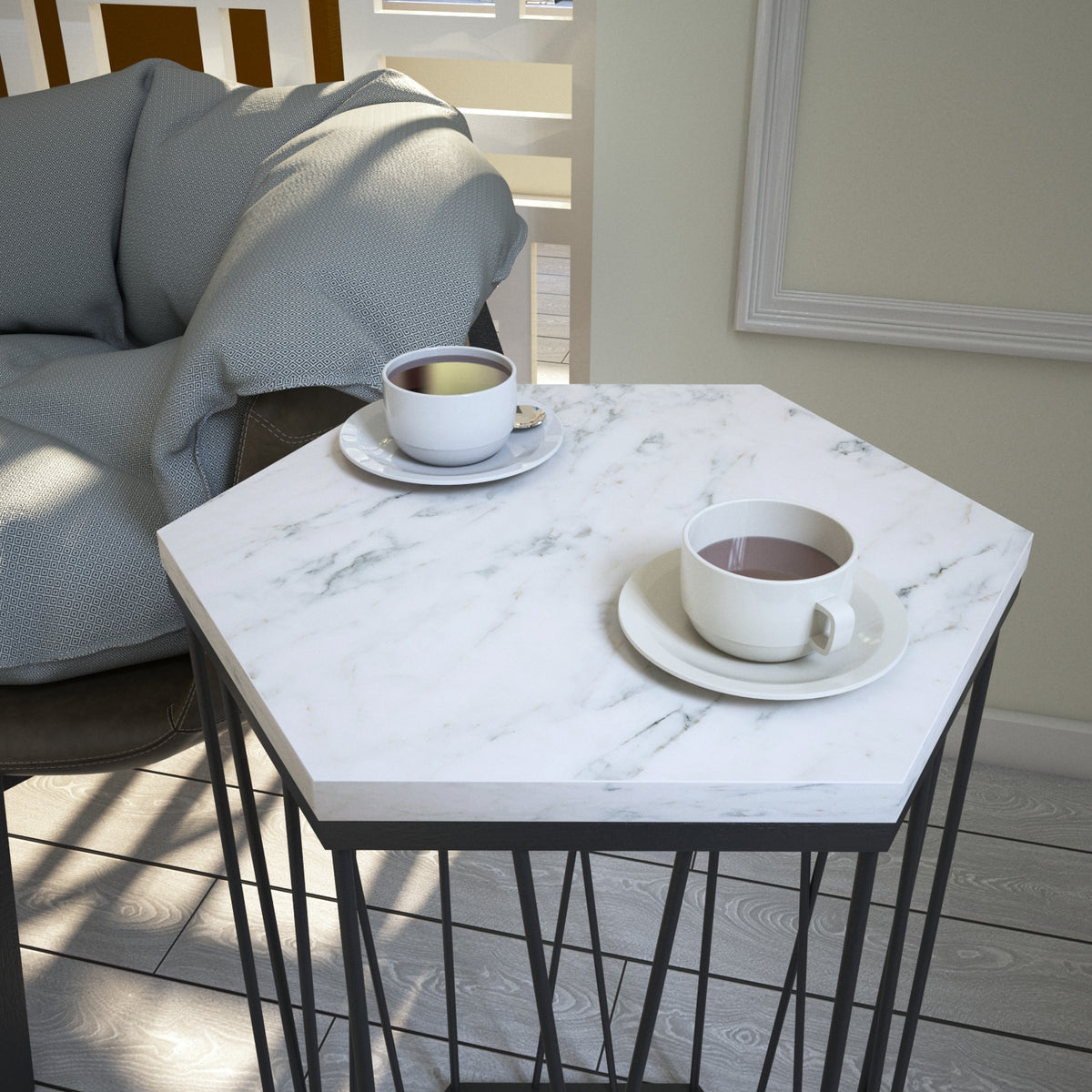 Βοηθητικό Τραπεζάκι Persephone Marmo 40x35x62 εκ. Μελαμίνης
