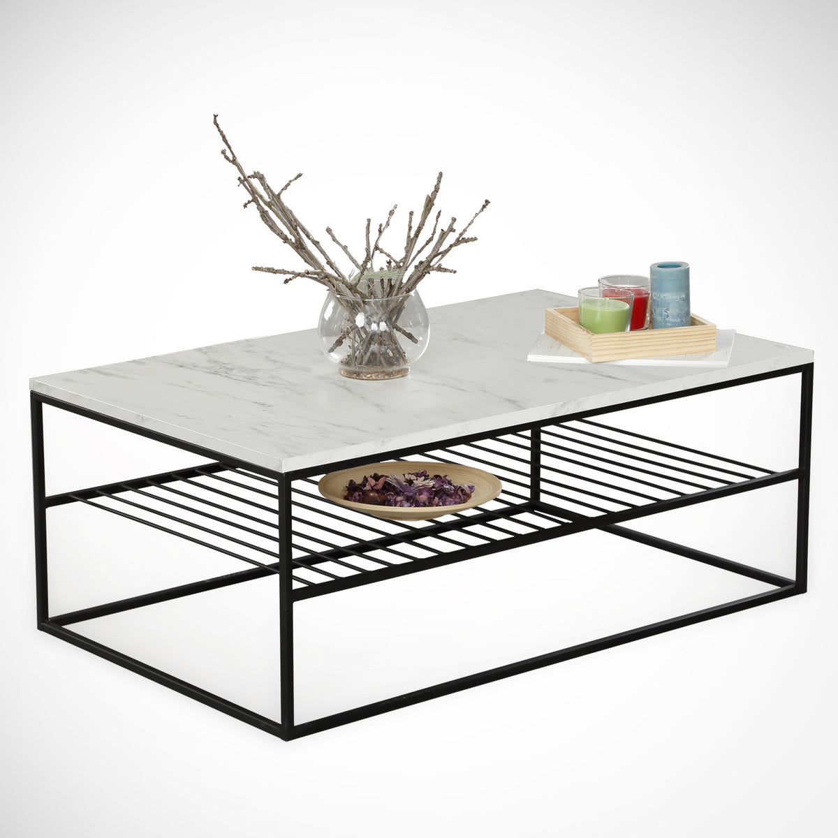 Τραπεζάκι Σαλονιού Polyhymnia Marmo 95x55x43 εκ. Μελαμίνης