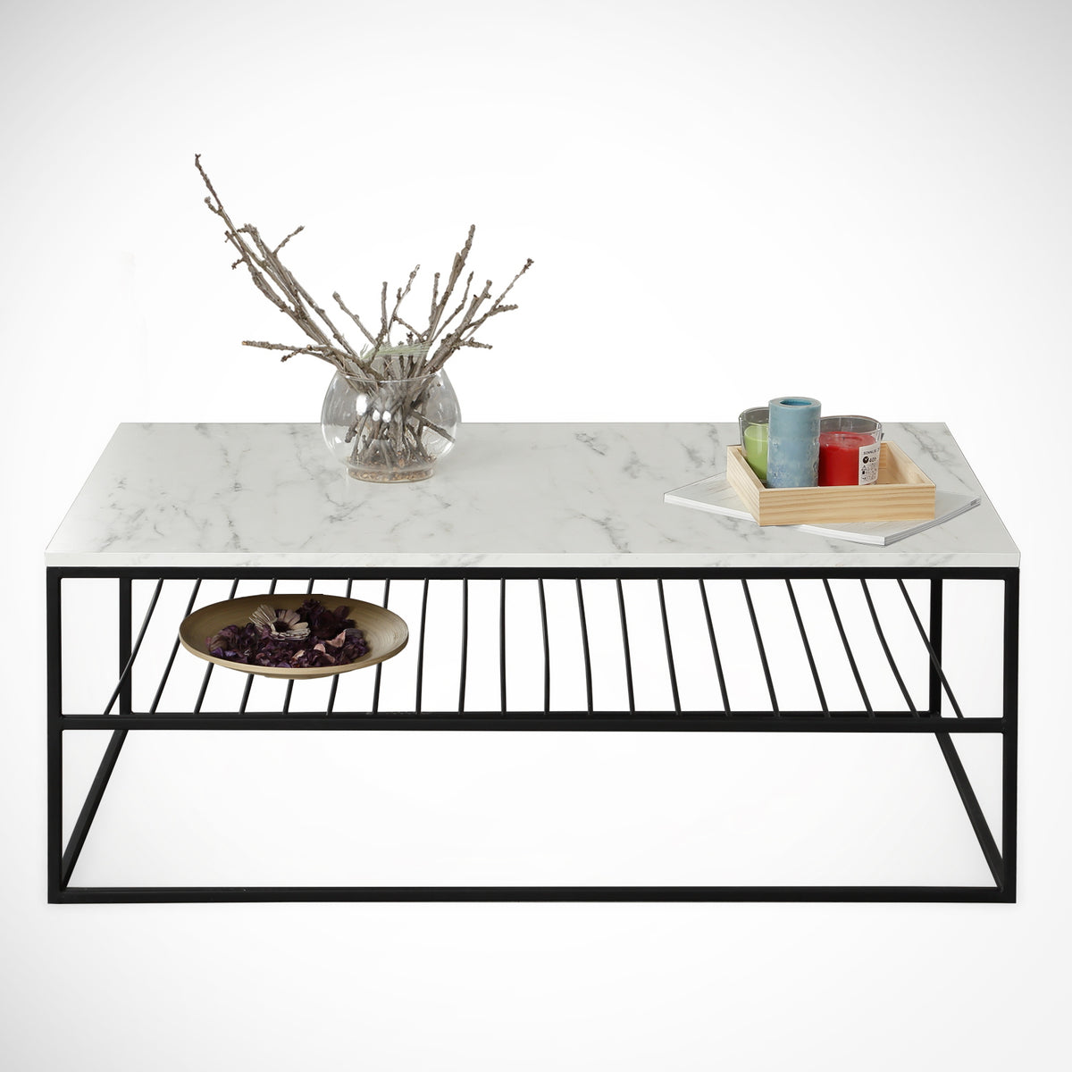 Τραπεζάκι Σαλονιού Polyhymnia Marmo 95x55x43 εκ. Μελαμίνης