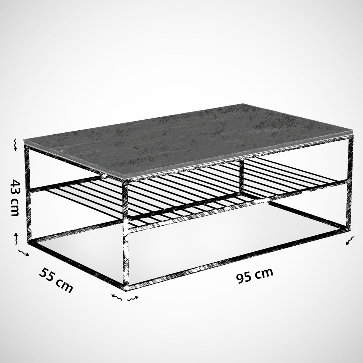 Τραπεζάκι Σαλονιού Polyhymnia Marmo 95x55x43 εκ. Μελαμίνης