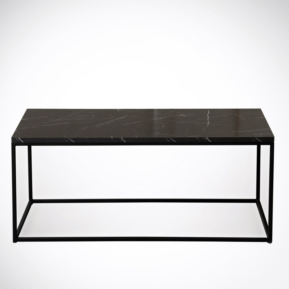 Τραπεζάκι Σαλονιού Karavi Με Μεταλλικά Πόδια Μαύρο - Λευκό 95x55x43 εκ. Μελαμίνης