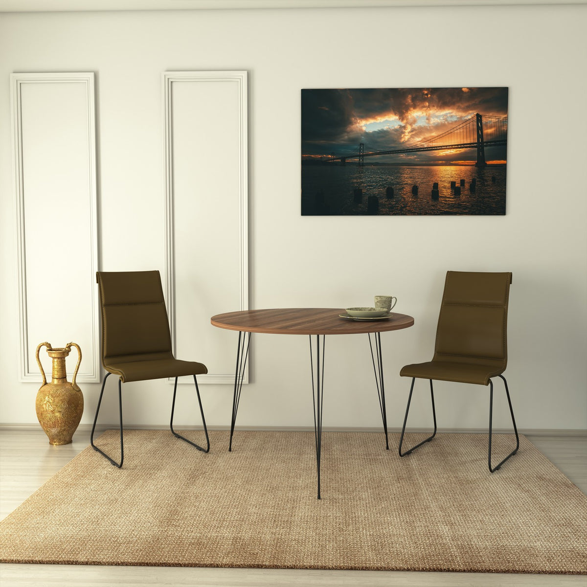 Τραπέζι Τραπεζαρίας Lilaia Καρυδί 90x90x75 εκ. Μελαμίνης