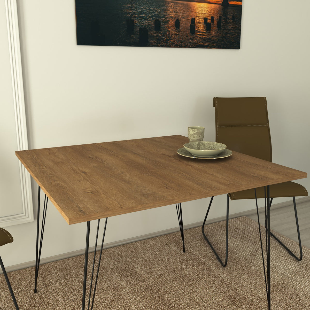 Τραπέζι Τραπεζαρίας Lilaia Δρυς 90x90x75 εκ. Μελαμίνης Κωδ. 2935