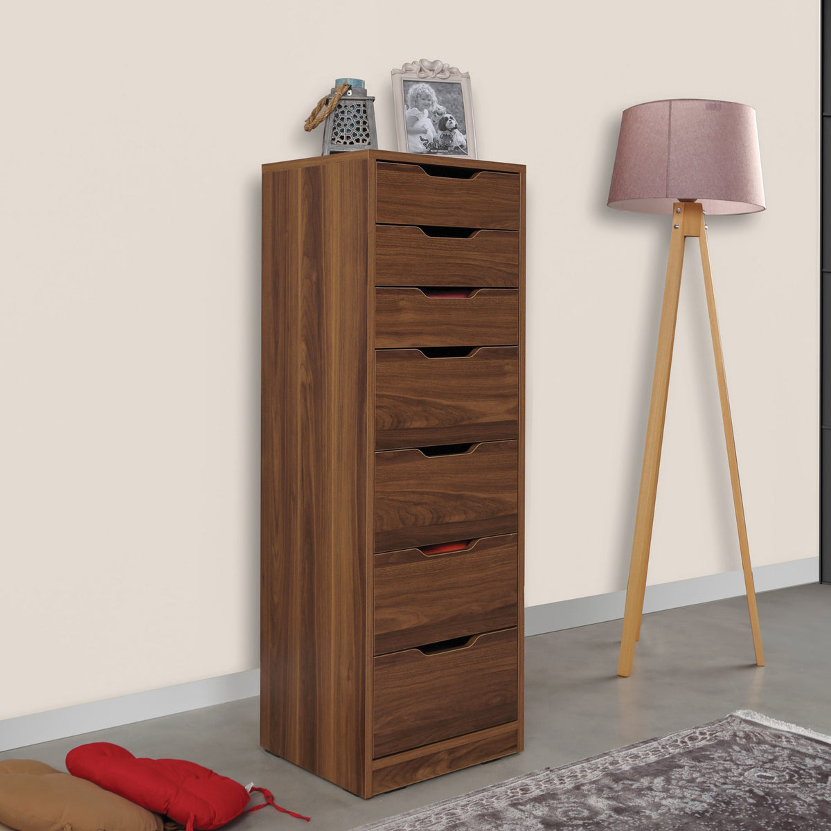 Συρταριέρα Niobe Καρυδί 44x40x130 εκ. Μελαμίνης