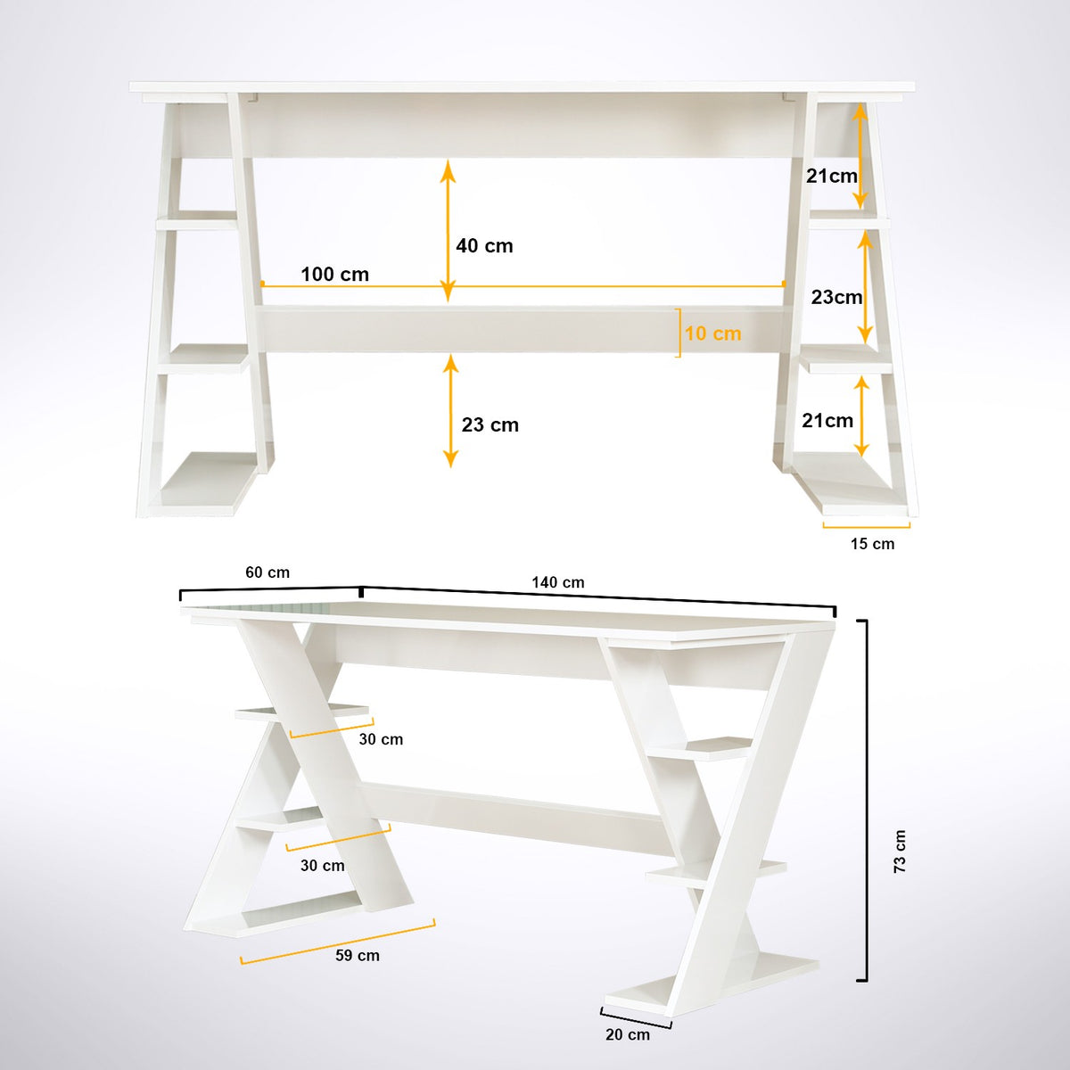 Γραφείο Lysithea Λευκό 140x60x73 εκ. Μελαμίνης