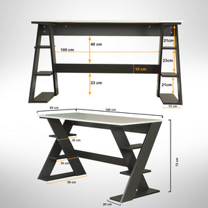 Γραφείο Lysithea Ανθρακί - Λευκό 140x60x73 εκ. Μελαμίνης