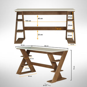 Γραφείο Lysithea Σκούρο Δρυς - Λευκό 140x60x73 εκ. Μελαμίνης