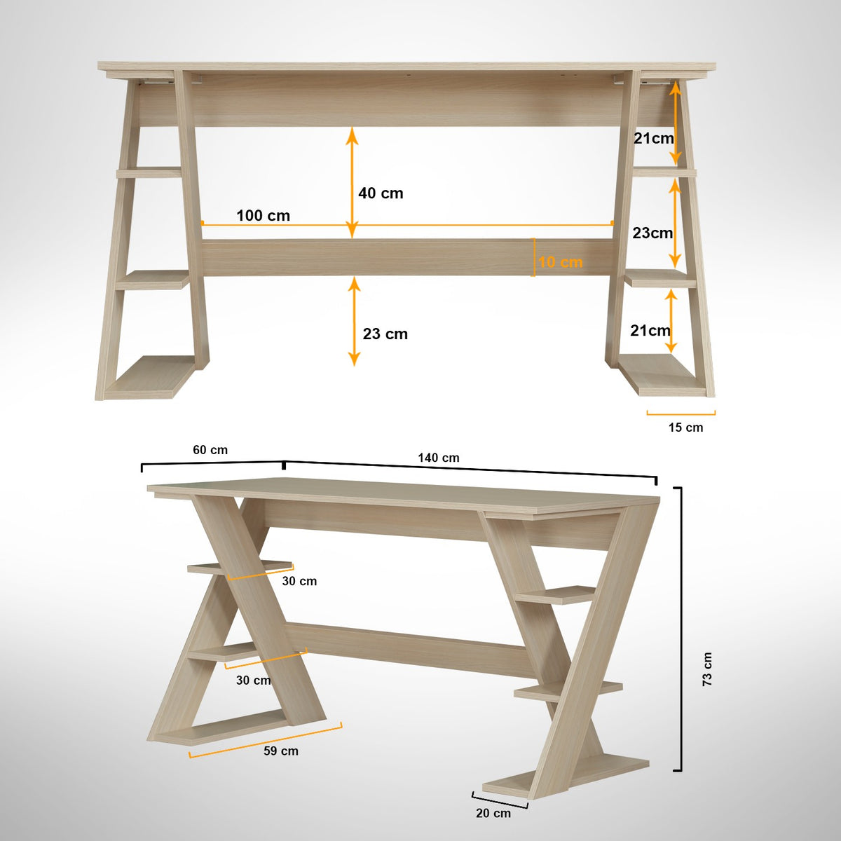 Γραφείο Lysithea Ανοιχτή Δρυς 140x60x73 εκ. Μελαμίνης