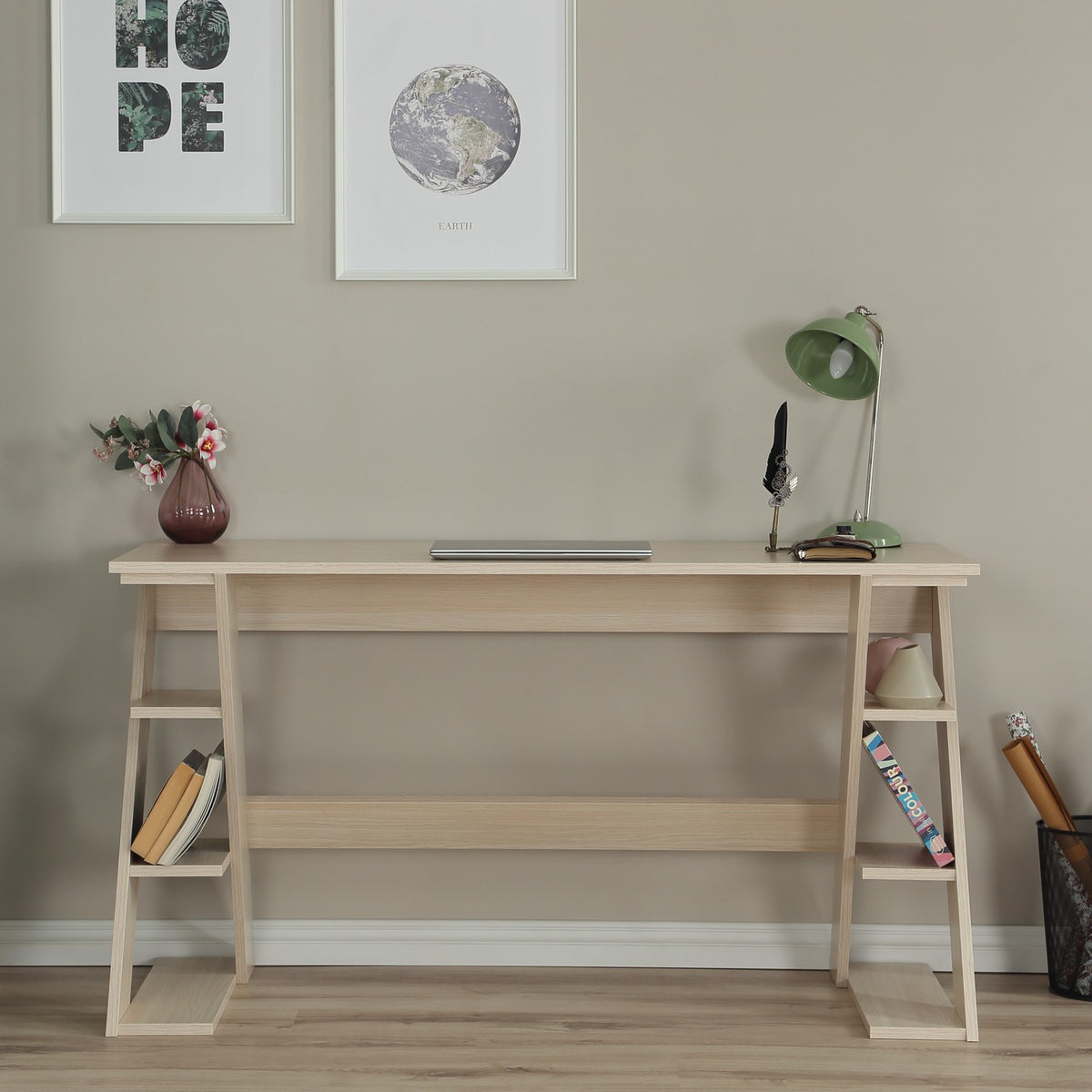 Γραφείο Lysithea Ανοιχτή Δρυς 140x60x73 εκ. Μελαμίνης