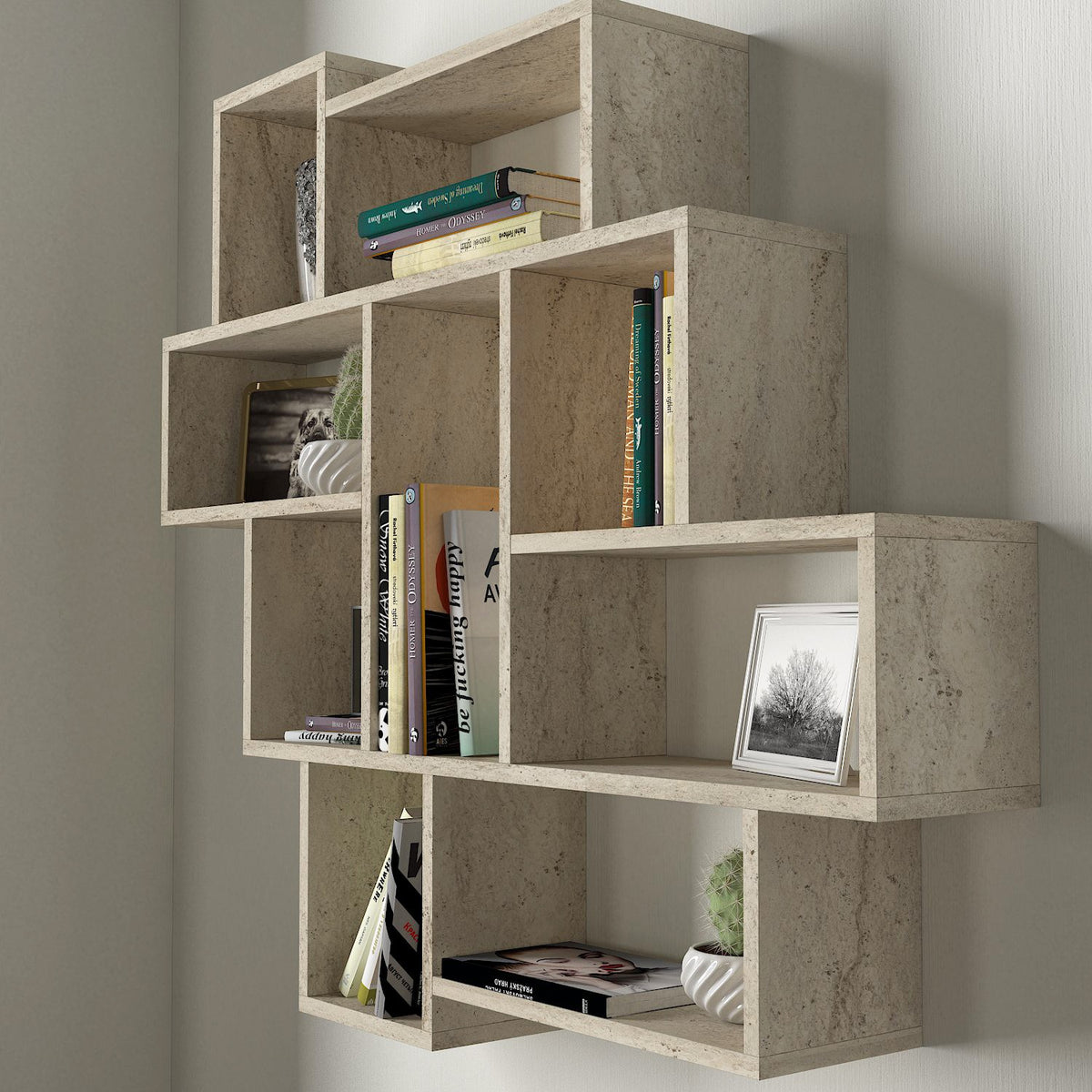 Ράφι Τοίχου Asgata Travertine 115.5x15x103.5 εκ. Μελαμίνης
