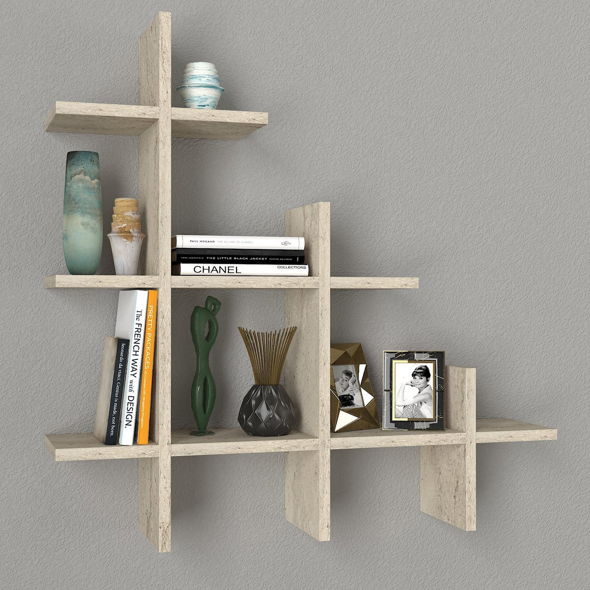 Ράφι Τοίχου Stachtes Travertine 81.8x18x80 εκ. Μελαμίνης