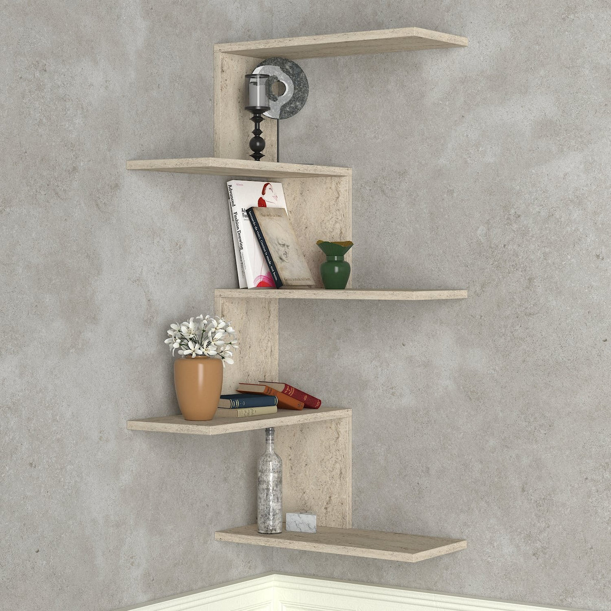 Ράφι Τοίχου Linaria Travertine 51.5x29.6x109 εκ. Μελαμίνης