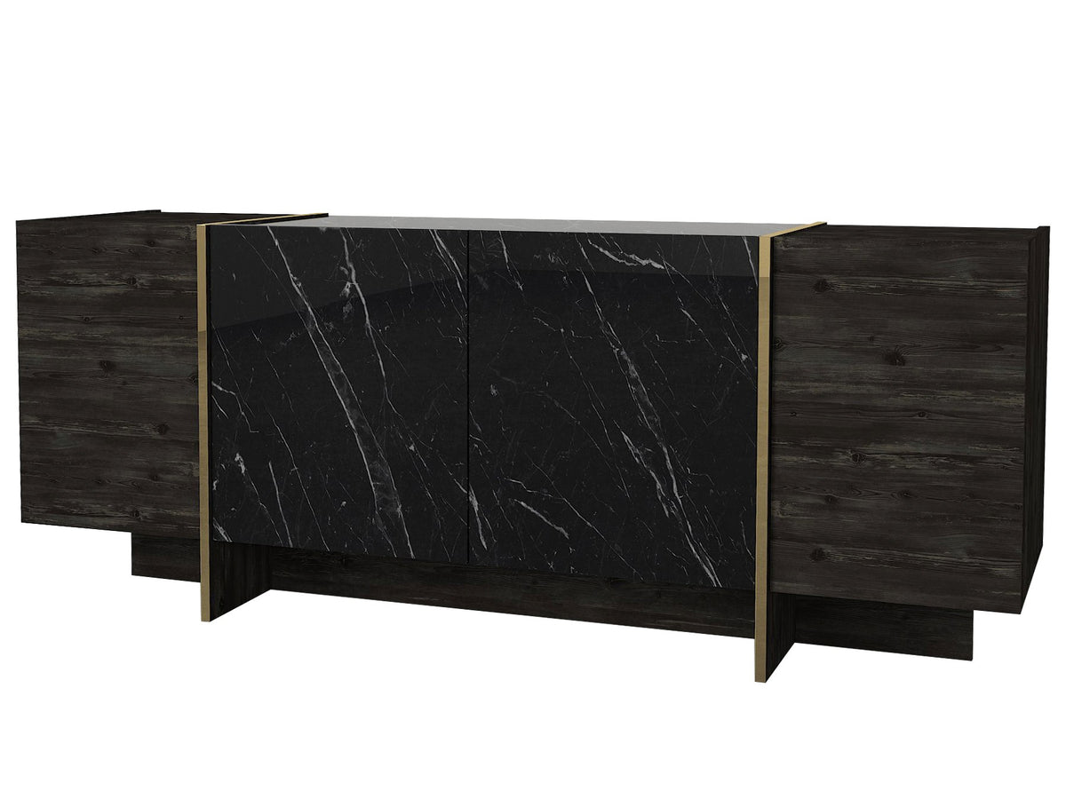 Κονσόλα Sylivani Μαύρο - Χρυσό 180x46.6x75.5 εκ. Μελαμίνης