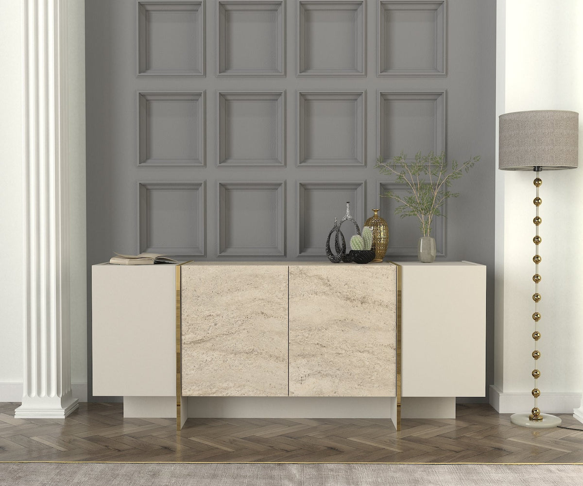 Κονσόλα Sylivani Travertine - Αμμόλιθος 180x46.6x75.5 εκ. Μελαμίνης