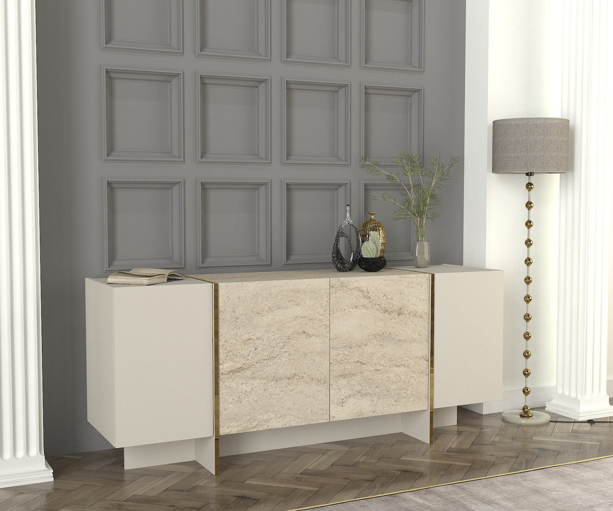 Κονσόλα Sylivani Travertine - Αμμόλιθος 180x46.6x75.5 εκ. Μελαμίνης