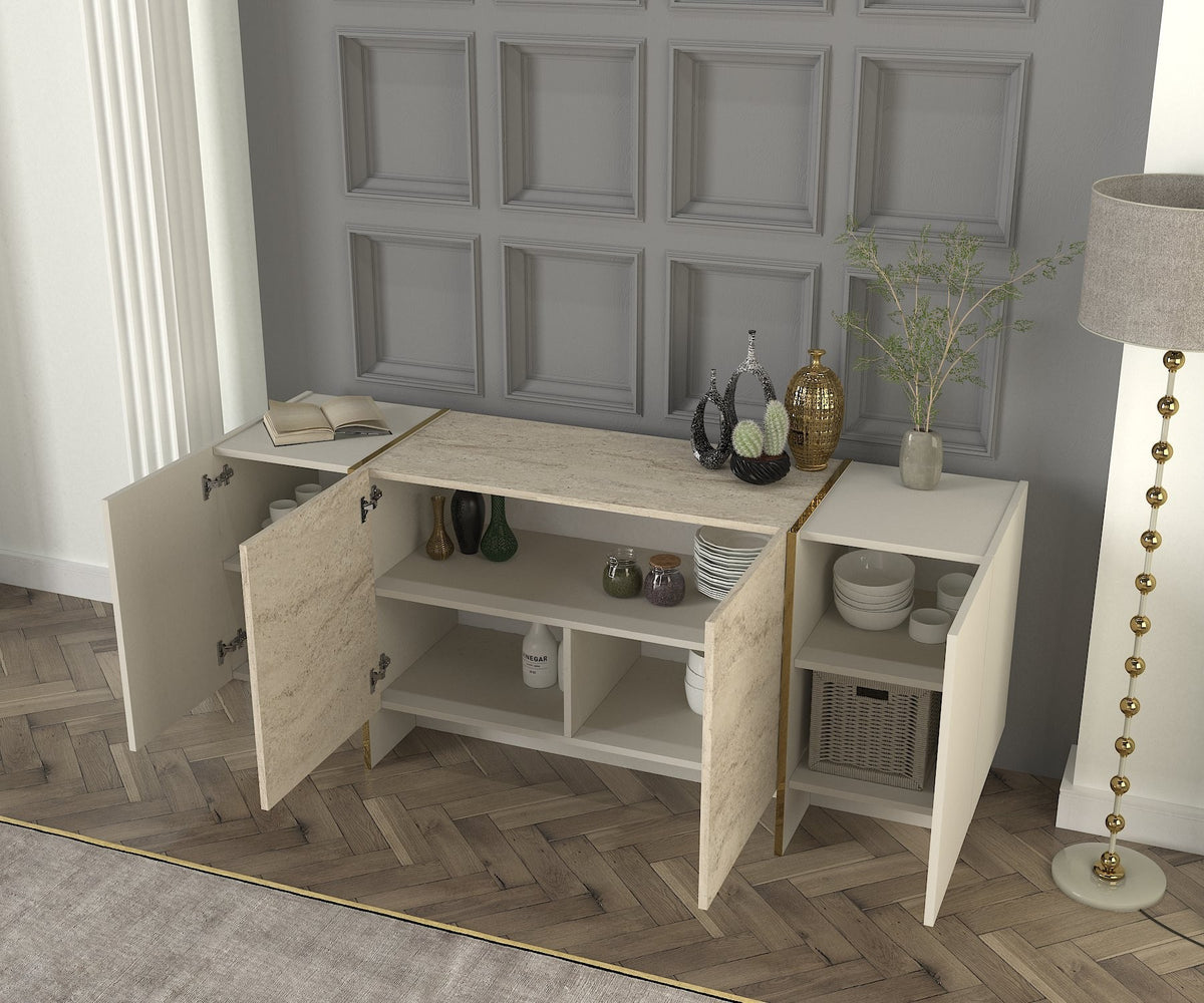 Κονσόλα Sylivani Travertine - Αμμόλιθος 180x46.6x75.5 εκ. Μελαμίνης
