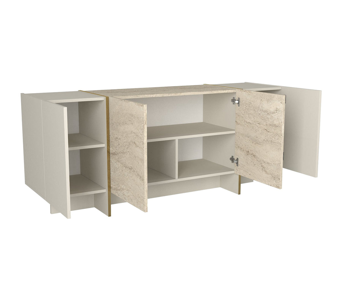 Κονσόλα Sylivani Travertine - Αμμόλιθος 180x46.6x75.5 εκ. Μελαμίνης