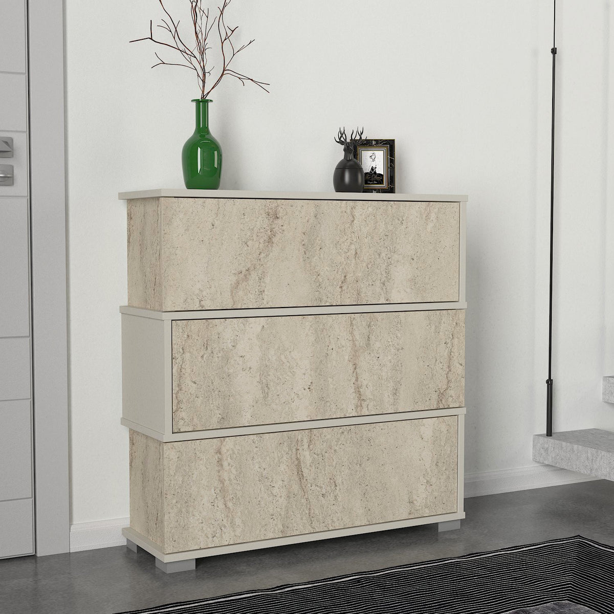 Παπουτσοθήκη Sitia Travertine - Αμμόλιθος 90x30x93 εκ. Μελαμίνης