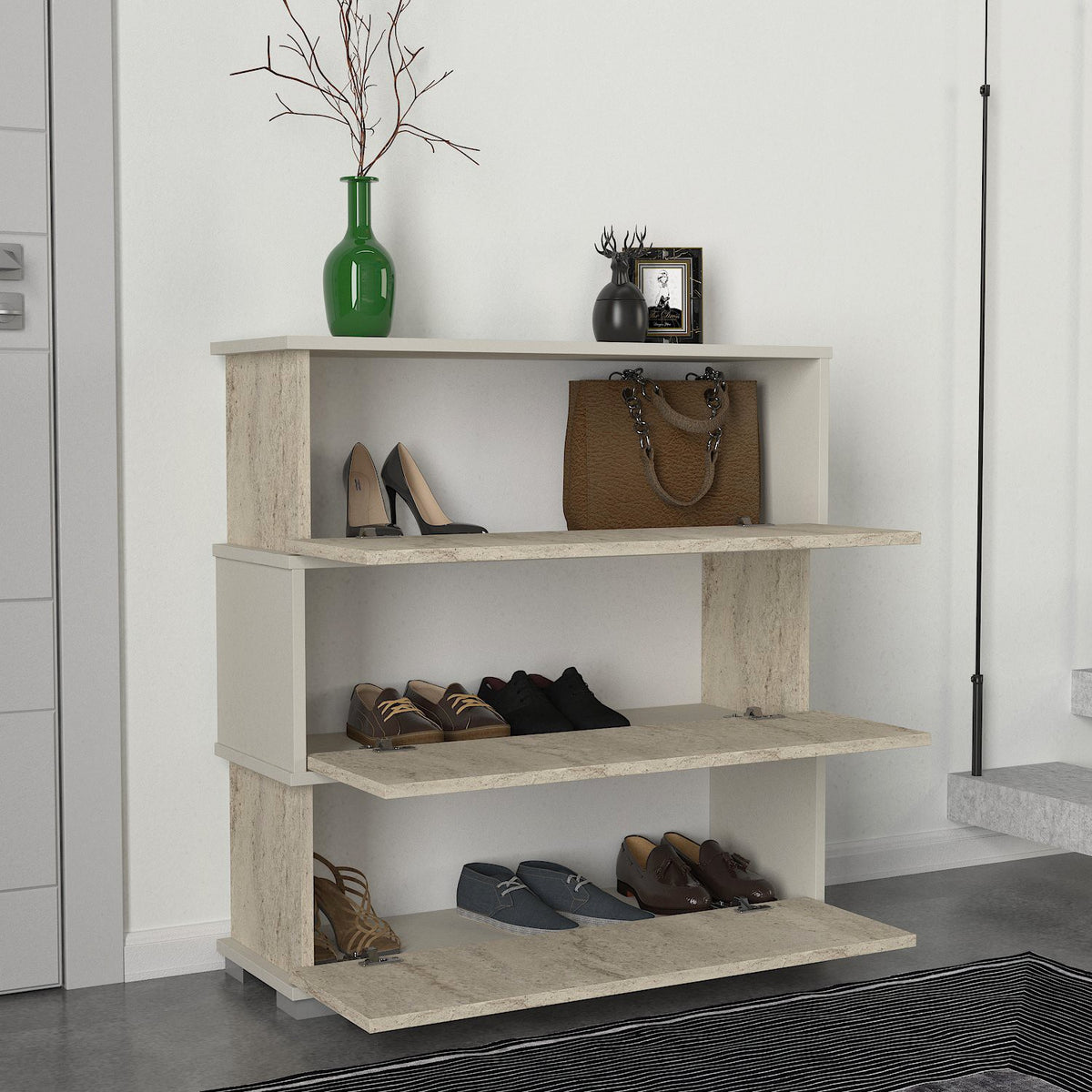 Παπουτσοθήκη Sitia Travertine - Αμμόλιθος 90x30x93 εκ. Μελαμίνης