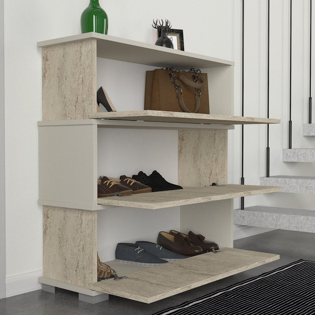 Παπουτσοθήκη Sitia Travertine - Αμμόλιθος 90x30x93 εκ. Μελαμίνης