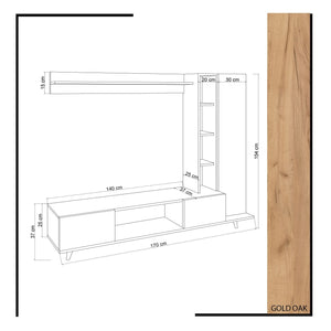 Σύνθεση Τηλεόρασης Kandila Δρυς - Λευκό 170x37x37 εκ. Μελαμίνης