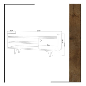 Έπιπλο Τηλεόρασης Kirki Δρυς - Λευκό 120x35x47 εκ. Μελαμίνης