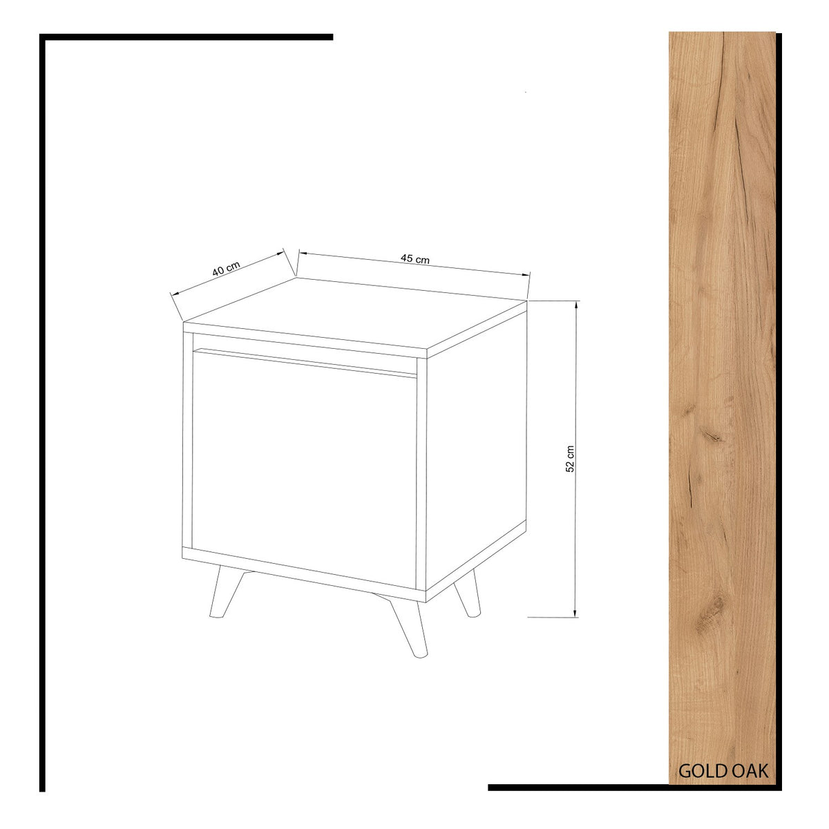 Κομοδίνο Ganosa Δρυς - Λευκό 45x40x52 εκ. Μελαμίνης
