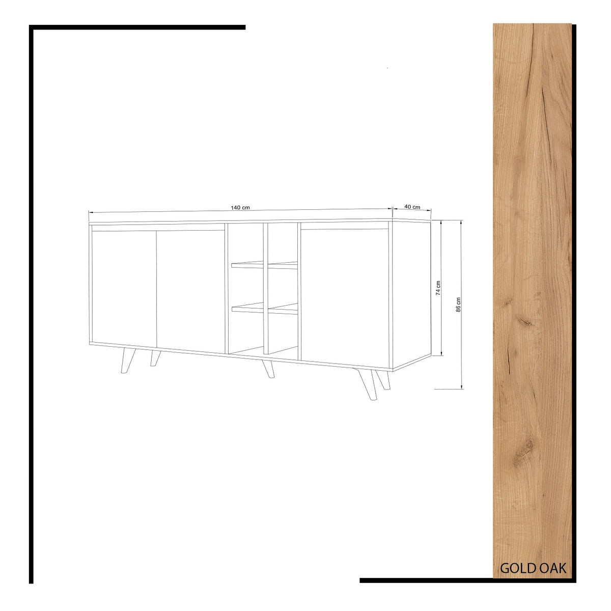Κονσόλα Achladokampos Με Ράφια Δρυς - Λευκό 140x40x86 εκ. Μελαμίνης - Pakobazaar