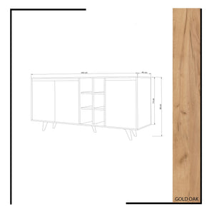 Κονσόλα Achladokampos Με Ράφια Δρυς - Λευκό 140x40x86 εκ. Μελαμίνης - Pakobazaar