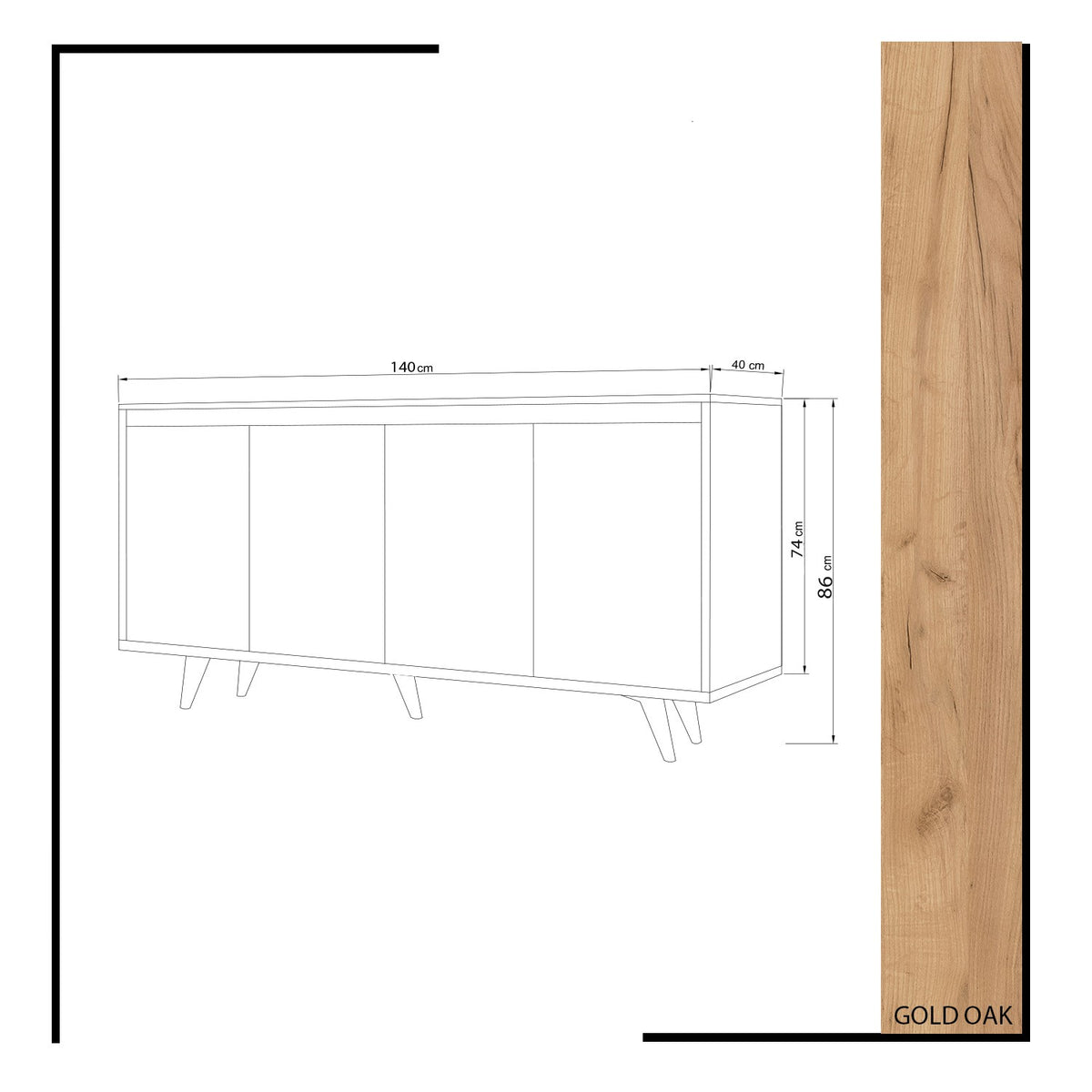 Κονσόλα Amphitrite Δρυς - Λευκό 140x40x86 εκ. Μελαμίνης