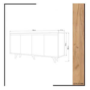 Κονσόλα Amphitrite Δρυς - Λευκό 140x40x86 εκ. Μελαμίνης