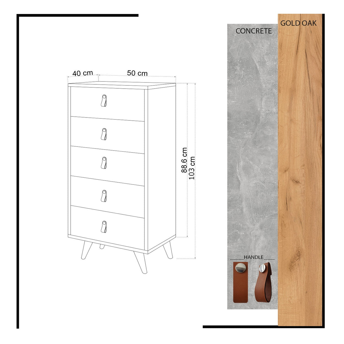Συρταριέρα Hesperia Δρυς - Λευκό 50x40x103 εκ. Μελαμίνης