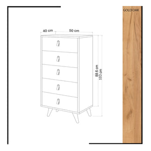 Συρταριέρα Katochori Με Ράφια Δρυς - Λευκό 50x40x103 εκ. Μελαμίνης