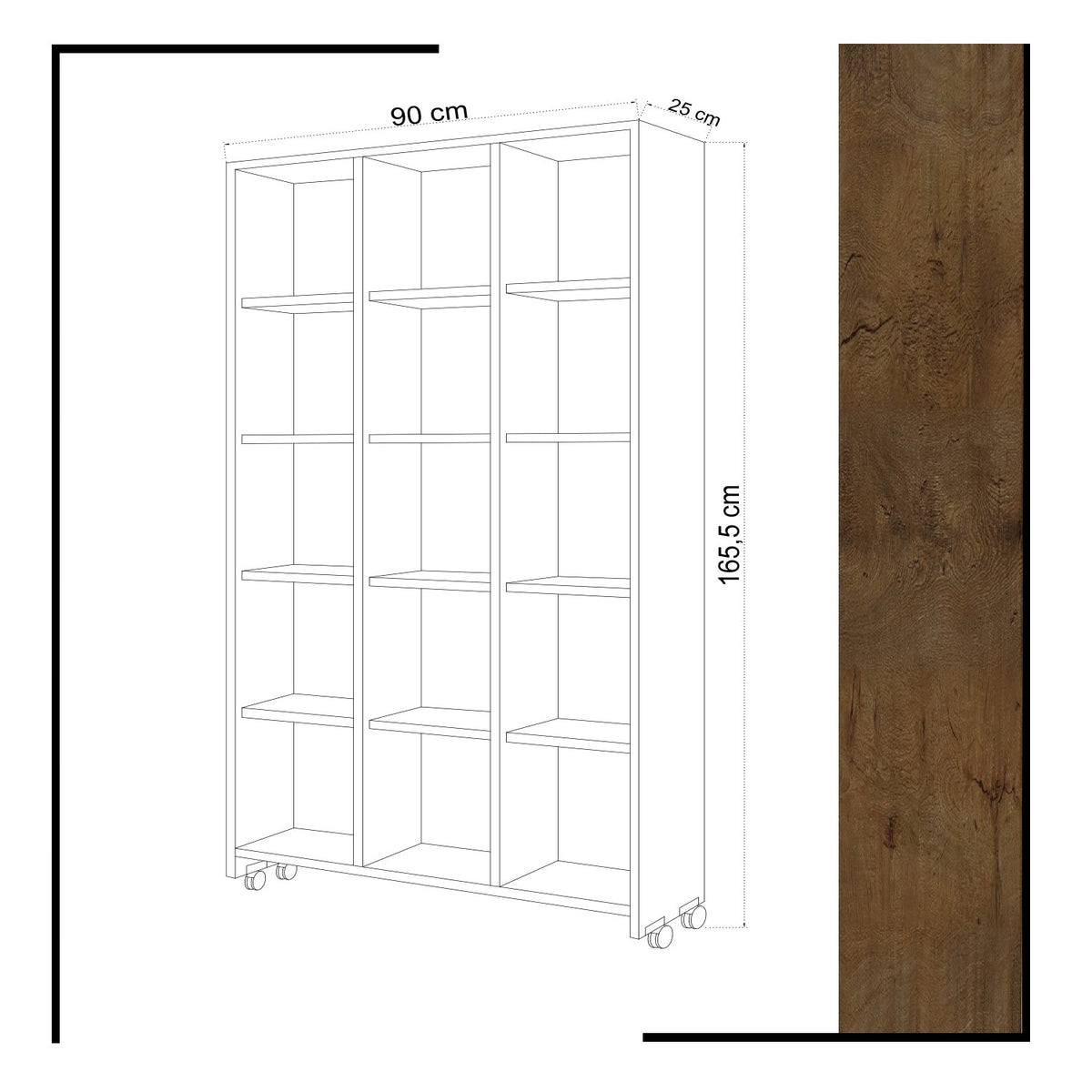 Βιβλιοθήκη Electra Δρυς 90x25x165.5 εκ. Μελαμίνης