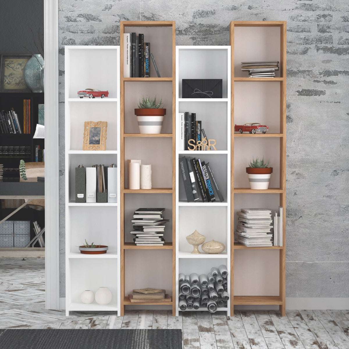 Βιβλιοθήκη Chalandritsa Δρυς - Λευκό 134.4x25x180 εκ. Μελαμίνης