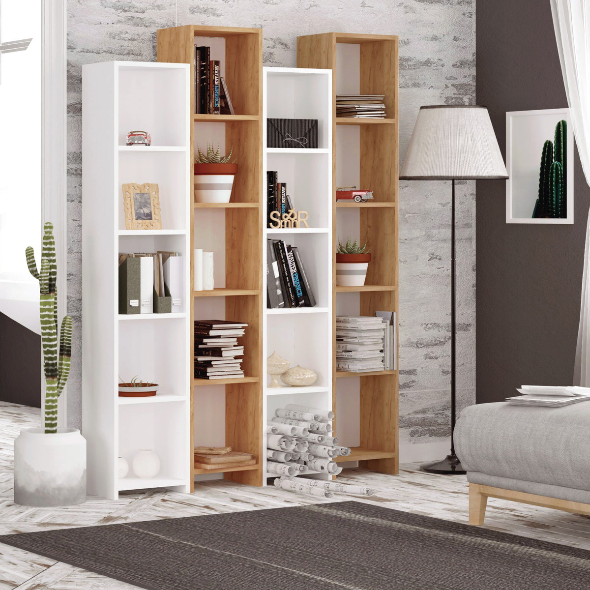 Βιβλιοθήκη Chalandritsa Δρυς - Λευκό 134.4x25x180 εκ. Μελαμίνης