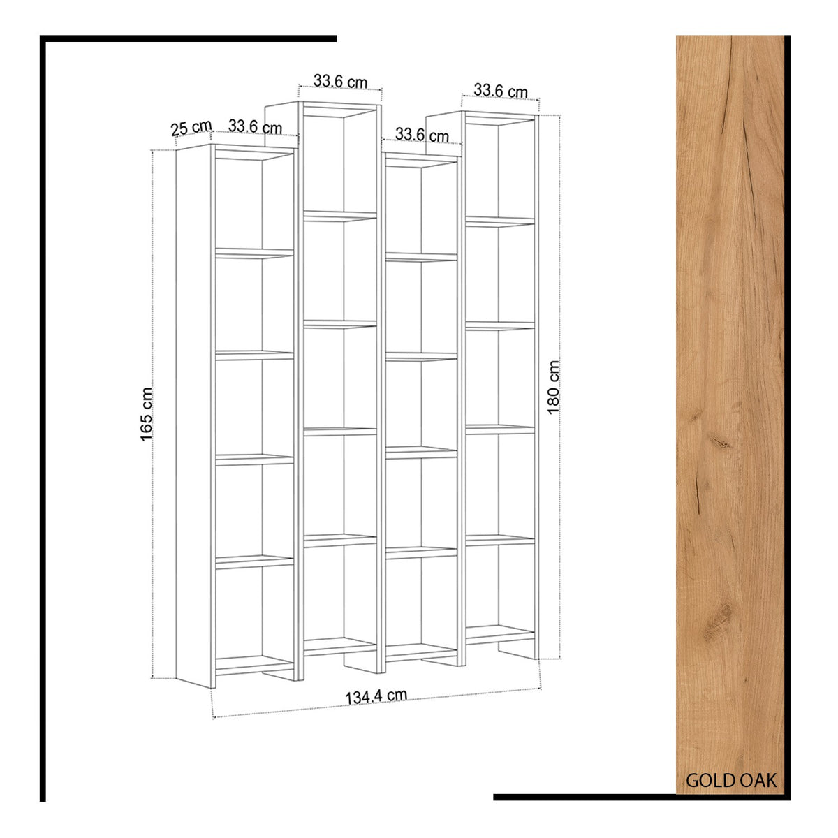 Βιβλιοθήκη Chalandritsa Δρυς - Λευκό 134.4x25x180 εκ. Μελαμίνης