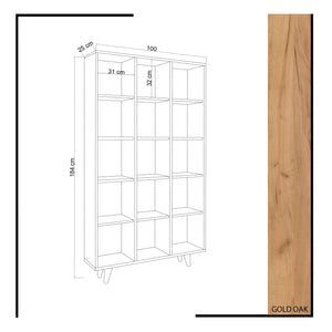 Βιβλιοθήκη Milea Δρυς 100x25x184 εκ. Μελαμίνης