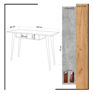 Γραφείο Euadne Δρυς - Λευκό 120x60x74 εκ. Μελαμίνης