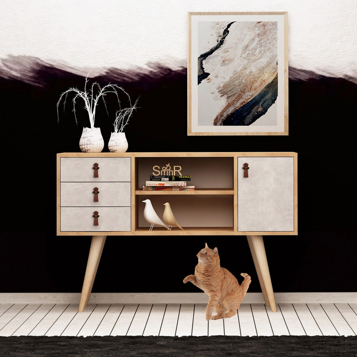 Κονσόλα Daphne Δρυς - Λευκό 120x40x80 εκ. Μελαμίνης