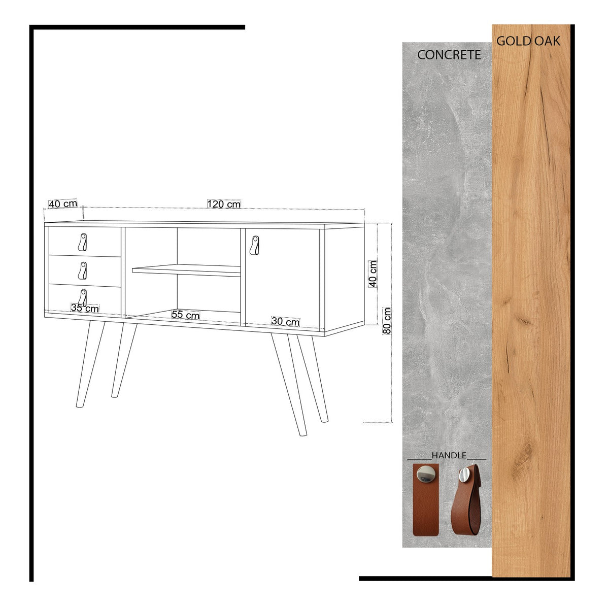 Κονσόλα Daphne Δρυς - Λευκό 120x40x80 εκ. Μελαμίνης