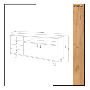 Κονσόλα Arethousa Δρυς - Λευκό 140x40x86 εκ. Μελαμίνης
