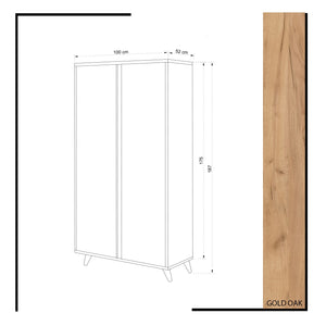 Ντουλάπα Palaiochouni Δρυς - Λευκό 100x52x187 εκ. Μελαμίνης - Pakobazaar