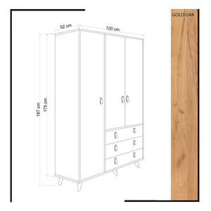 Ντουλάπα Loutsa Δρυς - Λευκό 120x52x187 εκ. Μελαμίνης
