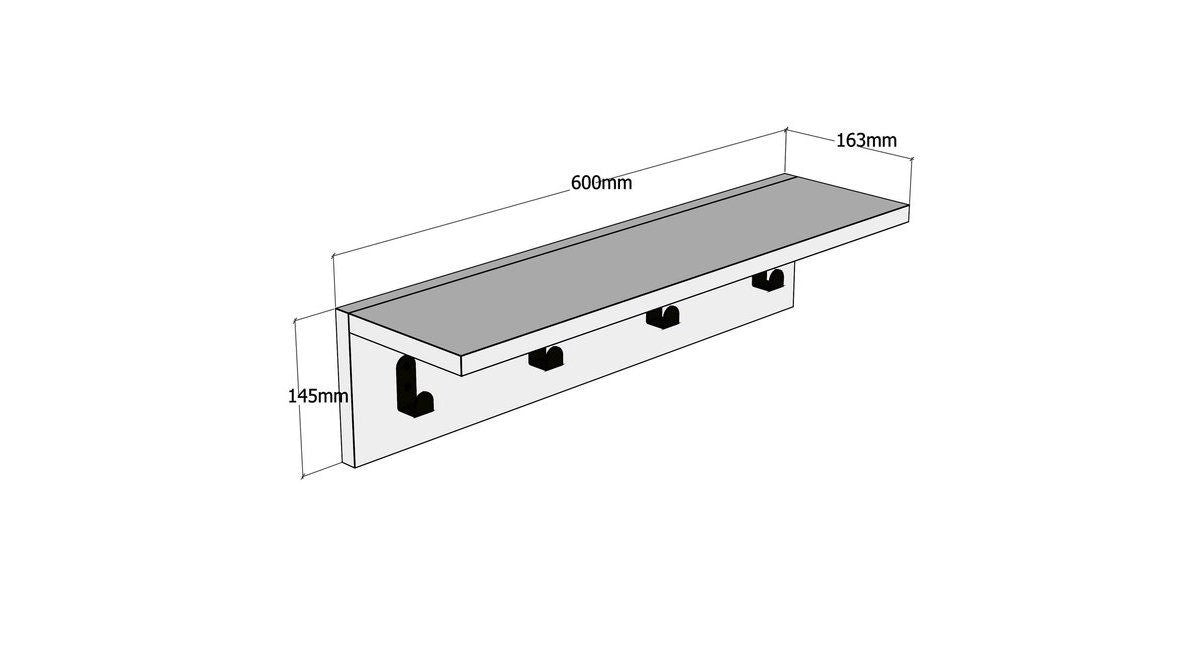 Ράφι Τοίχου Kastellos Ανθρακί 60x16.3x14.5 εκ. Μελαμίνης