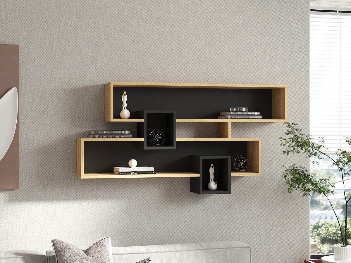 Ράφι Τοίχου Stoli Sapphire - Ανθρακί 120x22x72.2 εκ. Μελαμίνης