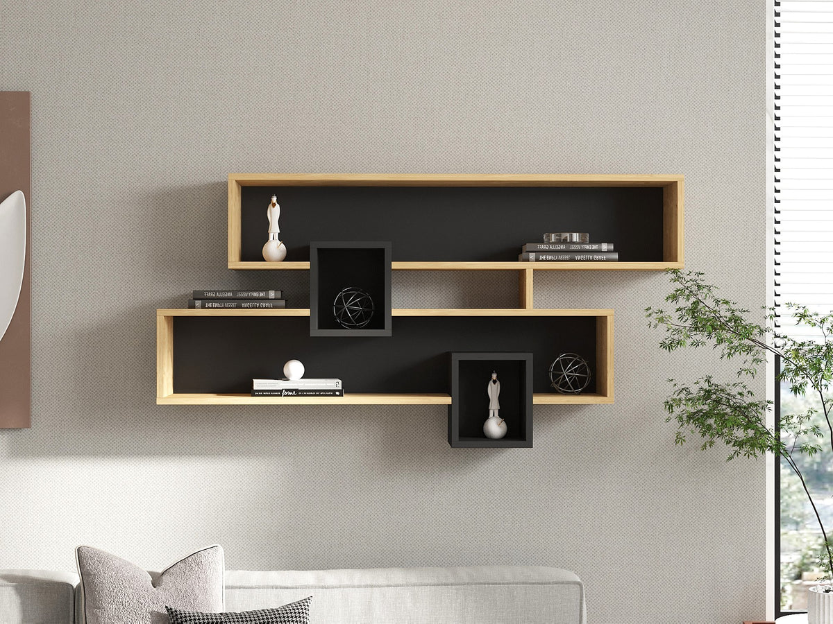Ράφι Τοίχου Stoli Sapphire - Ανθρακί 120x22x72.2 εκ. Μελαμίνης